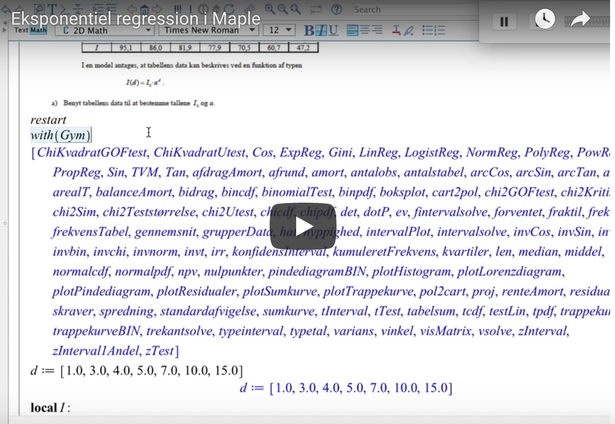 You are currently viewing Eksponentiel regression i Maple