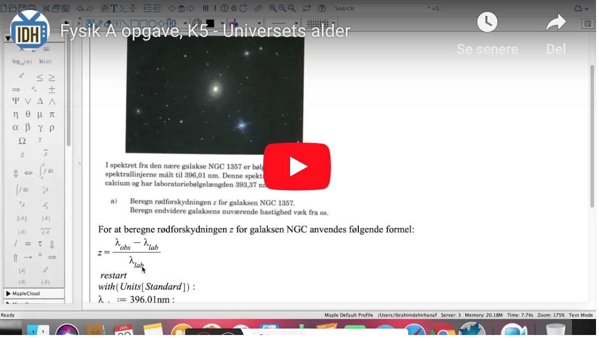 Read more about the article Fysik A opgave, K5-Universets alder