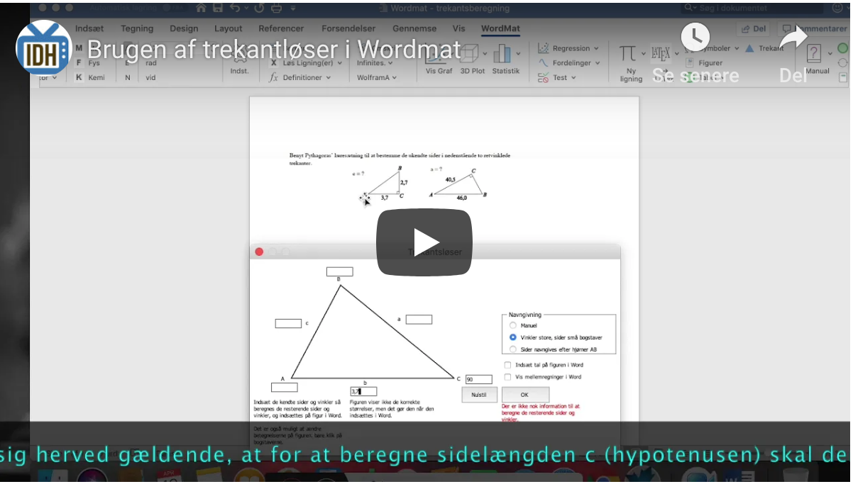 Read more about the article Brugen af “trekantløser” i Wordmat
