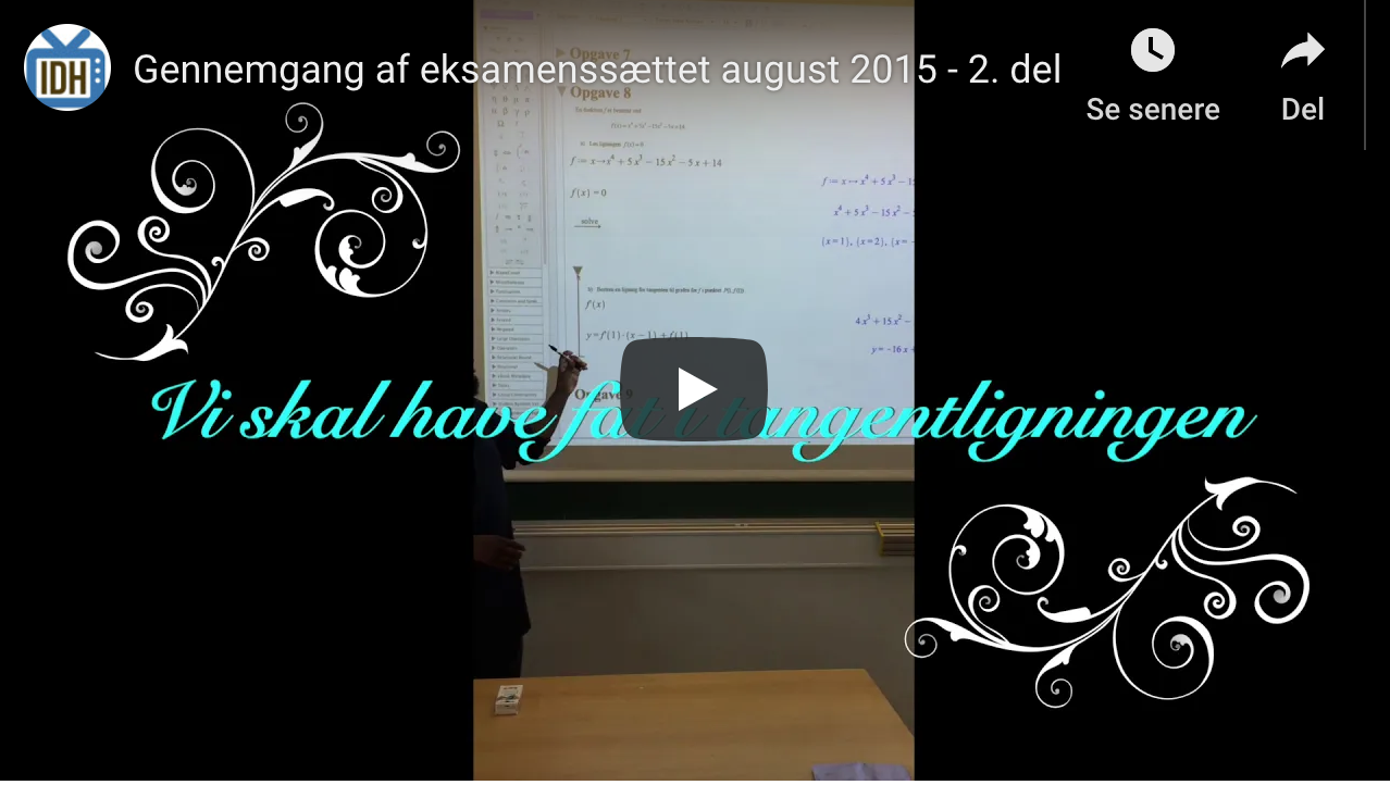 Read more about the article Gennemgang af eksamenssættet august 2015 i Matematik B